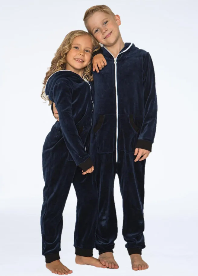 Sofa Killer Katoenen Velours onesie navy kids