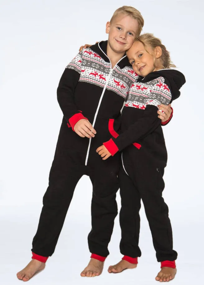 Sofa Killer zwarte onesie met Noorse print Kids