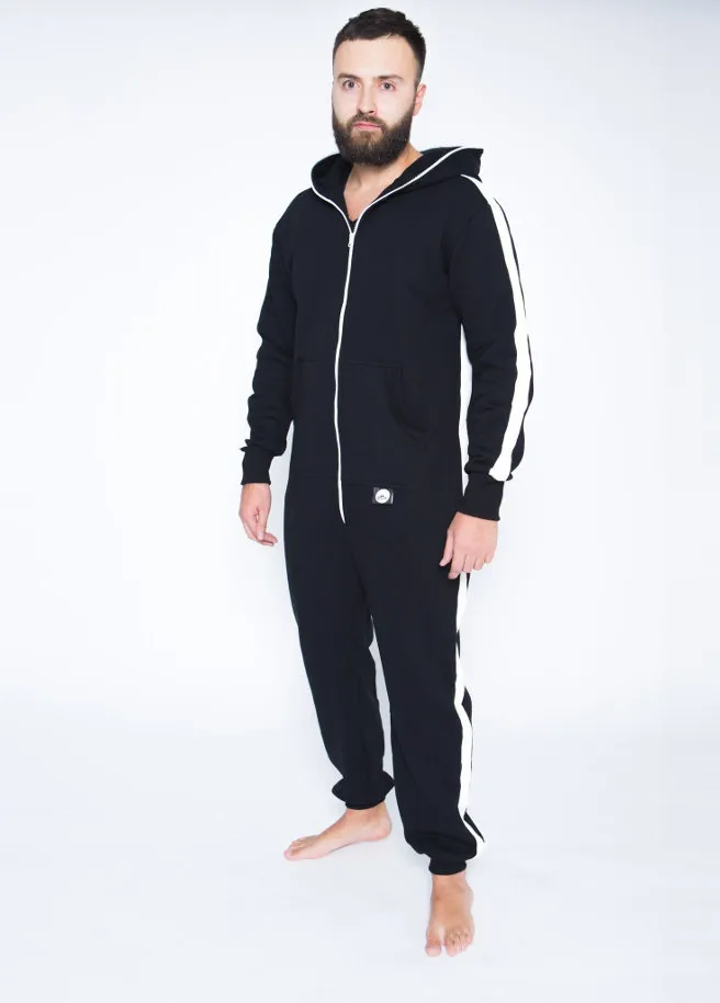 Sofa Killer Katoenen Stripe onesie zwart