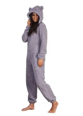 Onesie Fluffy Teddy Grijs