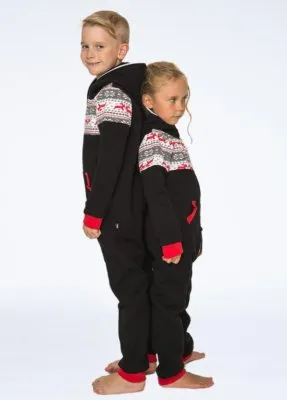 Sofa Killer zwarte onesie met Noorse print Kids